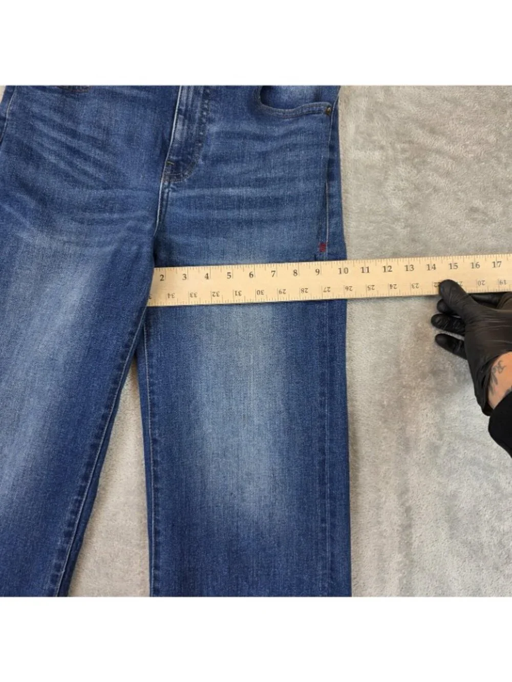 Warp + Weft ICN Incheon Wide Leg Jeans Womens 26 Blue Med Wash High Rise Crop - Picture 16 of 16